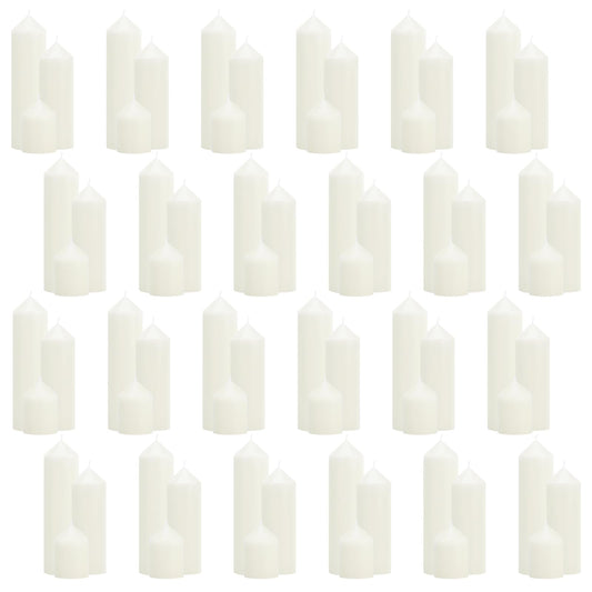 Trxvxo White Pillar Candles Bulk Set of 72，3 Different Lengths 2 x 3/6/8 Inch (24 Each)，Hurricane Candles，Dripless Unscented Smokeless，Gives You a Better Atmosphere When Organizing an Event Party.