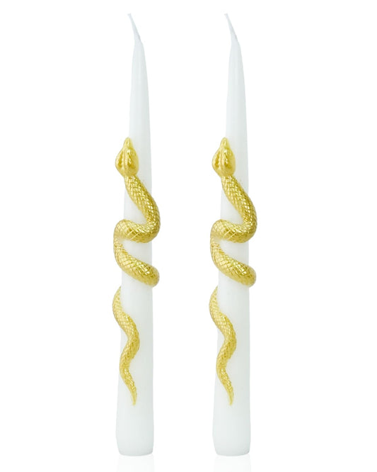 Sanke White Taper Candle 10 Inch Vintage Candlesticks Rustic Decor Unscented Dripless Tapered Candle Set for Decor Wedding Party,2 Pack- Gold