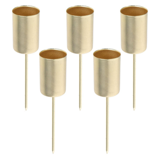 VOSAREA 5pcs Candle Holder Stakes Candlestick Liners Inserts Cups Wreaths Candle Stand with Spike for Pillar Tealight Wedding Flower Arrangement for Christmas Table Decor