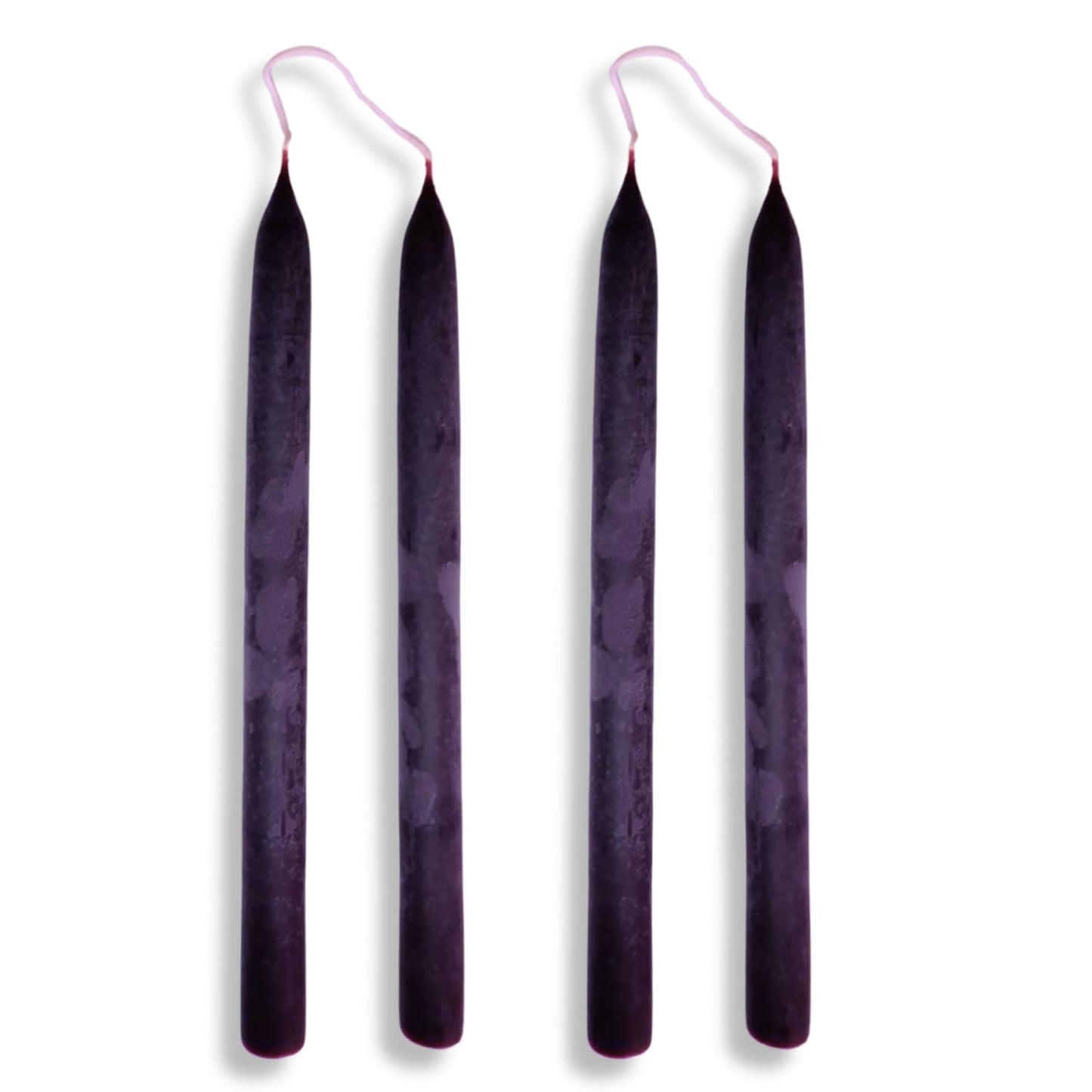 Candlestock Beeswax Taper Candles – Standard 7/8" Diameter, Pure 100% Natural USA Beeswax, Cotton Wick, Dripless, Long-Burning, Handmade in Woodstock, NY- 10 Inches - 2 Pairs (4 Candles) - Plum Purple