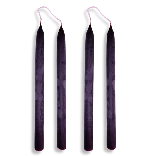 Candlestock Beeswax Taper Candles – Standard 7/8" Diameter, Pure 100% Natural USA Beeswax, Cotton Wick, Dripless, Long-Burning, Handmade in Woodstock, NY- 10 Inches - 2 Pairs (4 Candles) - Plum Purple