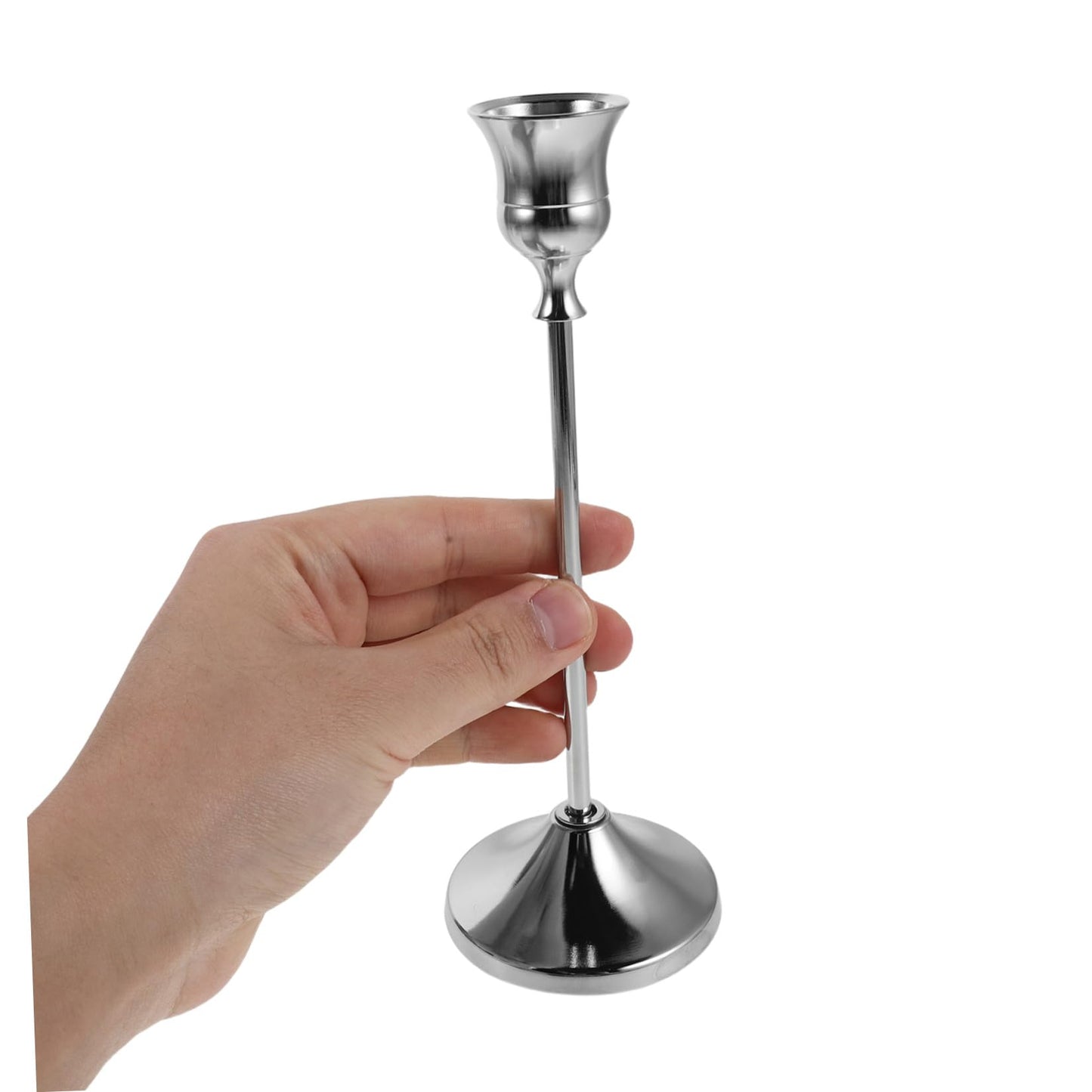 HOMSFOU 6pcs Metal Taper Candle Holders Set with Stable Display and Suitable Lighting Height, Elegant European Craftsmanship Candelabra Candlestick Holders for Wedding Centerpieces