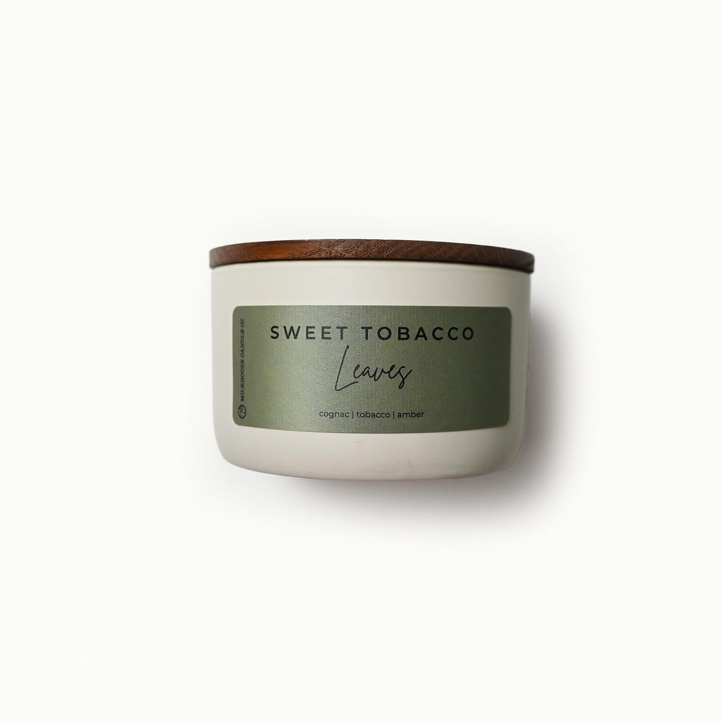 Milkhouse Candle Company Sweet Tobacco Leaves Soy Candle - Honey | Tobacco | Teakwood Scented - 10 oz Signature Statement with Lid, 20+ Hour Burn Time, Made in the USA