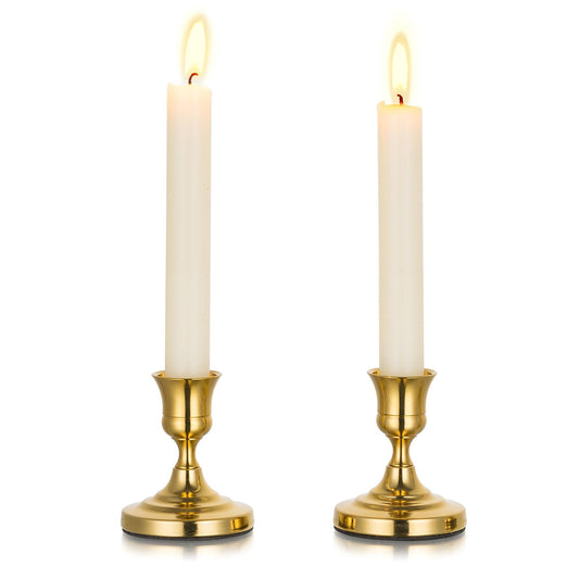 Gold Taper Candle Holders Vintage: Small Candlestick Holders Metal Candle Sticks Holder Decor Antique Decoration for Dinning Table Mantel Wedding Centerpieces Christmas Party Set of 2