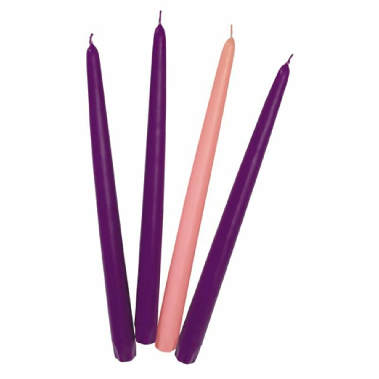 D'light Online Pack of 4 Christmas Advent Taper Candles - 3 Purple Taper Candles, 1 Pink Tapered Candle - Candlesticks for Advent Rings, Advent Wreaths, Church Decoration (10 Inch, Advent)