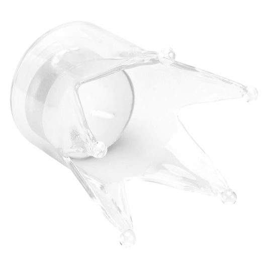 Milisten Glass Candle Holder Crown-Shape Candlestick Stand Romantic Home Décor Wedding Table Centerpiece Birthday