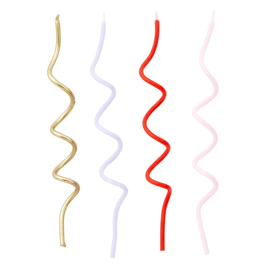 Slant Collections 16-Count Birthday Candles Colorful Cake Candle Pack, 5.5" Tall, Mod Party Spiral