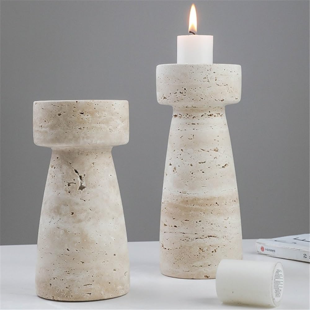 YUHUAWF Candle Holderss Retro Stone Aromatherapy Candle Holder Desktop Decoration Light Luxury Candlestick Decorative Candlestick(Small)