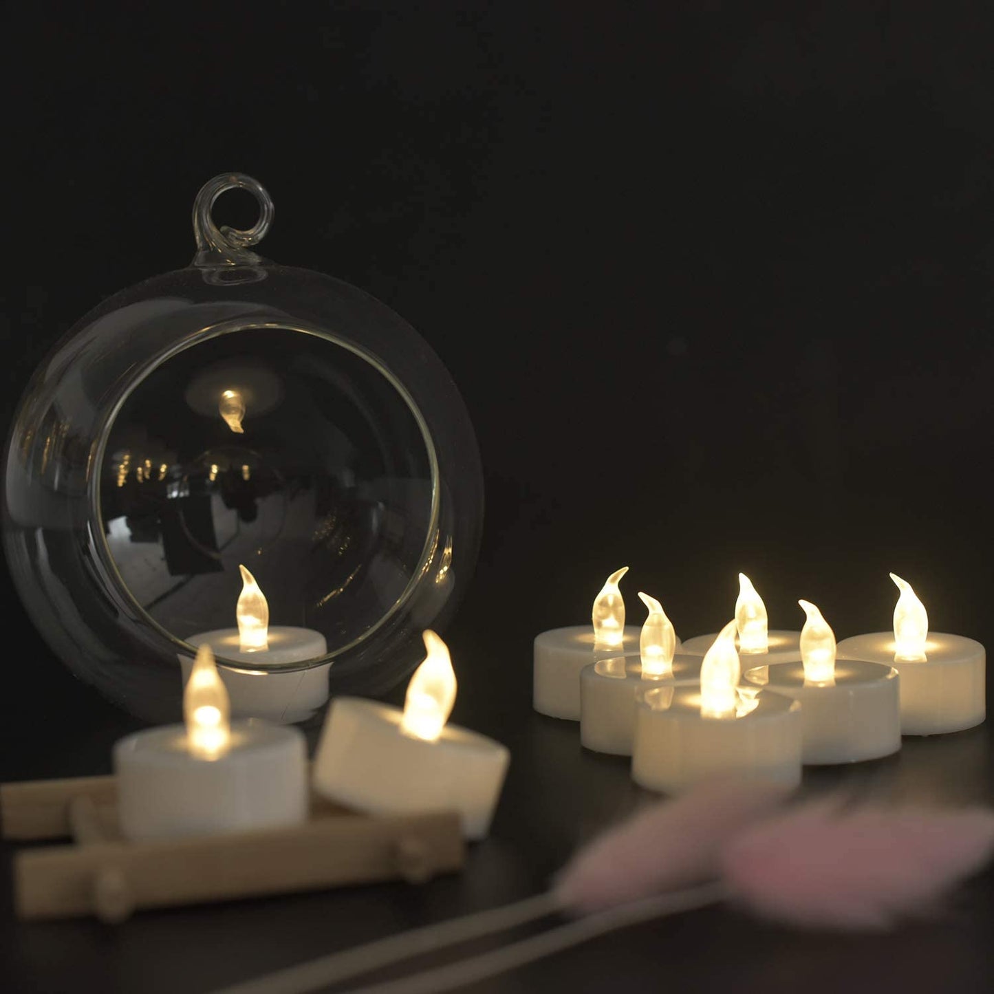 Tea Lights - 50 Pack Flameless LED Candles - 200 Hour Battery Operated - Realistic Flickering - Warm White Light - Perfect for Halloween & Seasonal Celebrations