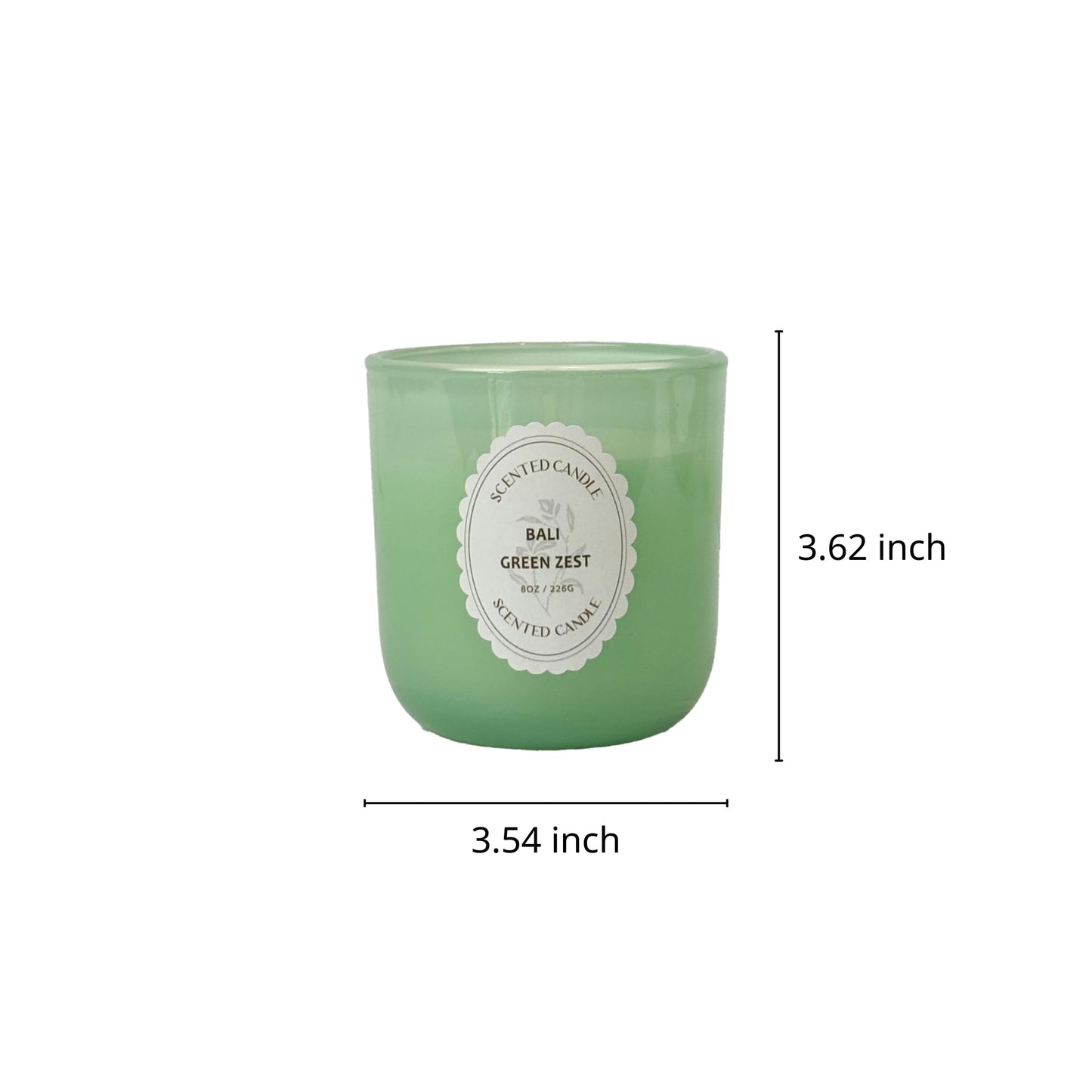 Bali Green Zest Scented Candle 8oz – CW Studio Color-Sprayed Glass Jar, Fresh Citrus Lemongrass & Herbal Aroma – Tropical Spa Gift Candle, Mother's Day & Birthday – 40-45 Hour Burn