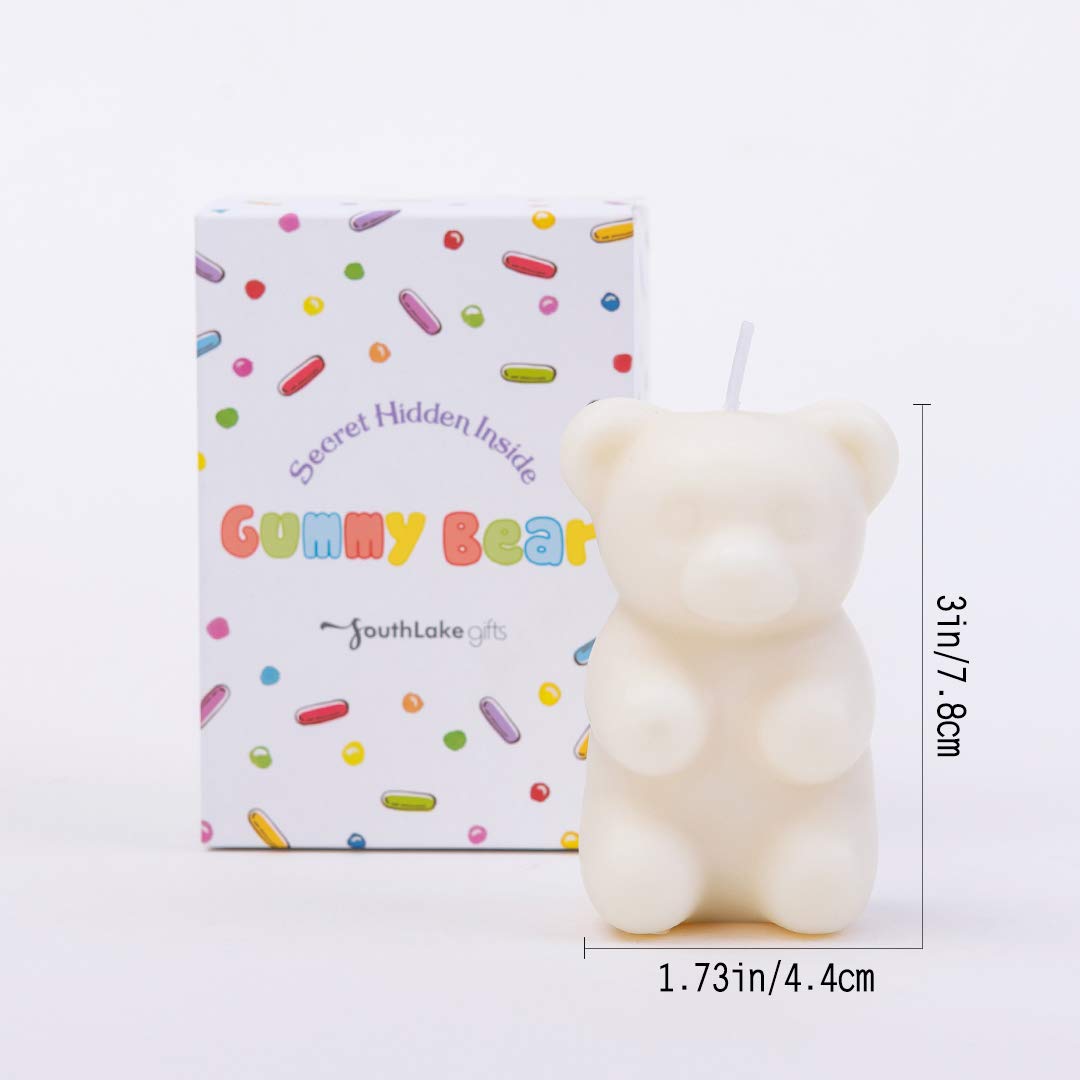 Mysterious Gummy Bear Scented Candle Secret Hidden Inside (White)