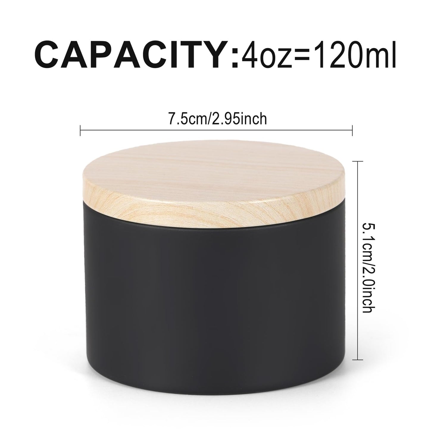 SONVIIBOX 24 PCS 4oz Candle Tins, Black tins with Wood-Grain Metal lids,Candle Jars for Making Candles Bulk,4 oz Candle Jars,Tin Jars for Candle Making (4OZ, Black)