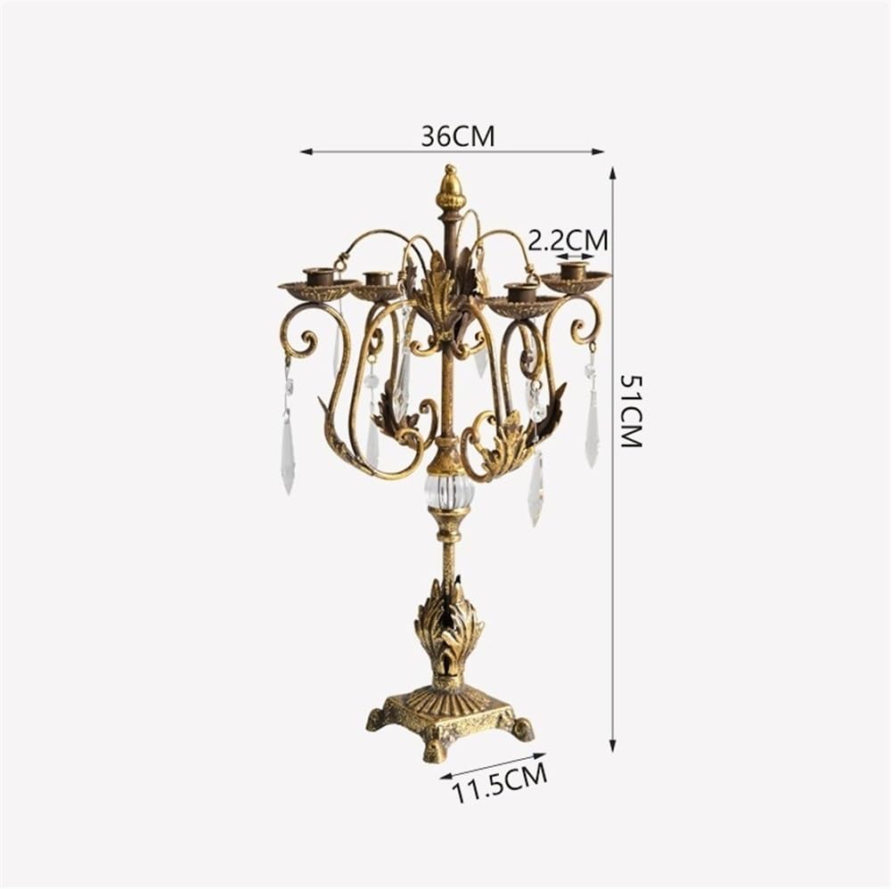 cfycfy987 Candelabra Country Romantic Iron Crystal Candelabra Candlestick Ornaments Home Fashion Candle Holder Decoration Candle Sticks Holder