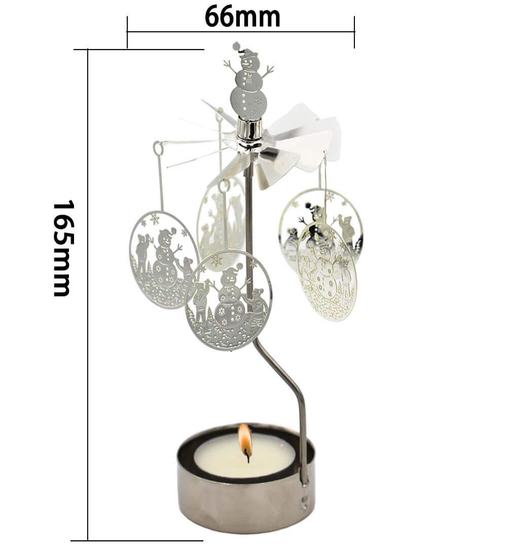 Rotary Candle Holder Spinning Candleholder Metal Small Gift (Snowman)