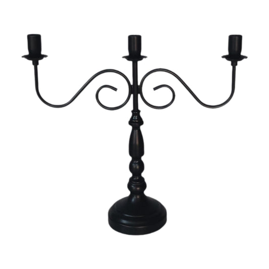 Yunmeryker Candle Holder Candle Stand Romantic Vintage Design Candelabra Ornament for Dining Room Hotel Mantel Wedding Home Decoration, Black, 3 Heads