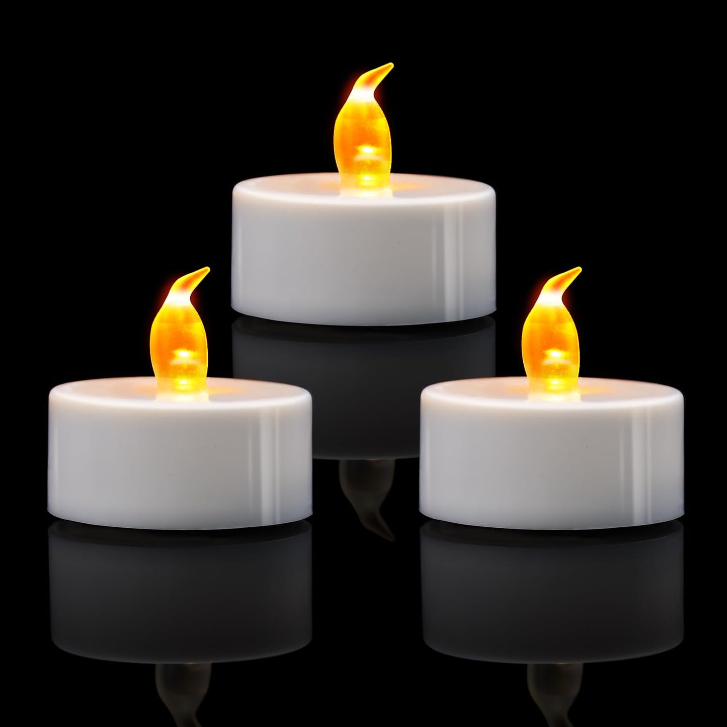 KOABY 50 Pack Warm Yellow LED Tea Lights, Last 100H+, Flickering Flameless Battery Operated Tea Lights for Decor