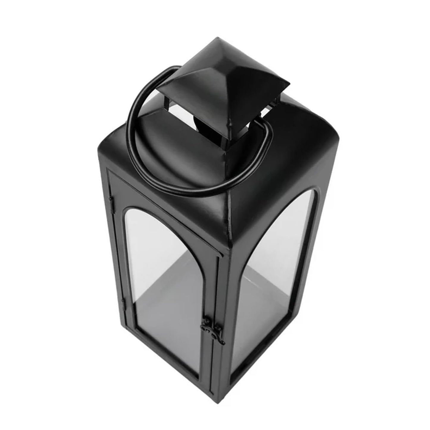 Bdor 2 Pack Luxury Black Metal Lanterns – 16" Tall Modern Hurricane Candle Lanterns with Tempered Glass Panels for Front Porch, Tabletop, Mantel, Wall Hanging, Garden, Indoor & Outdoor Décor