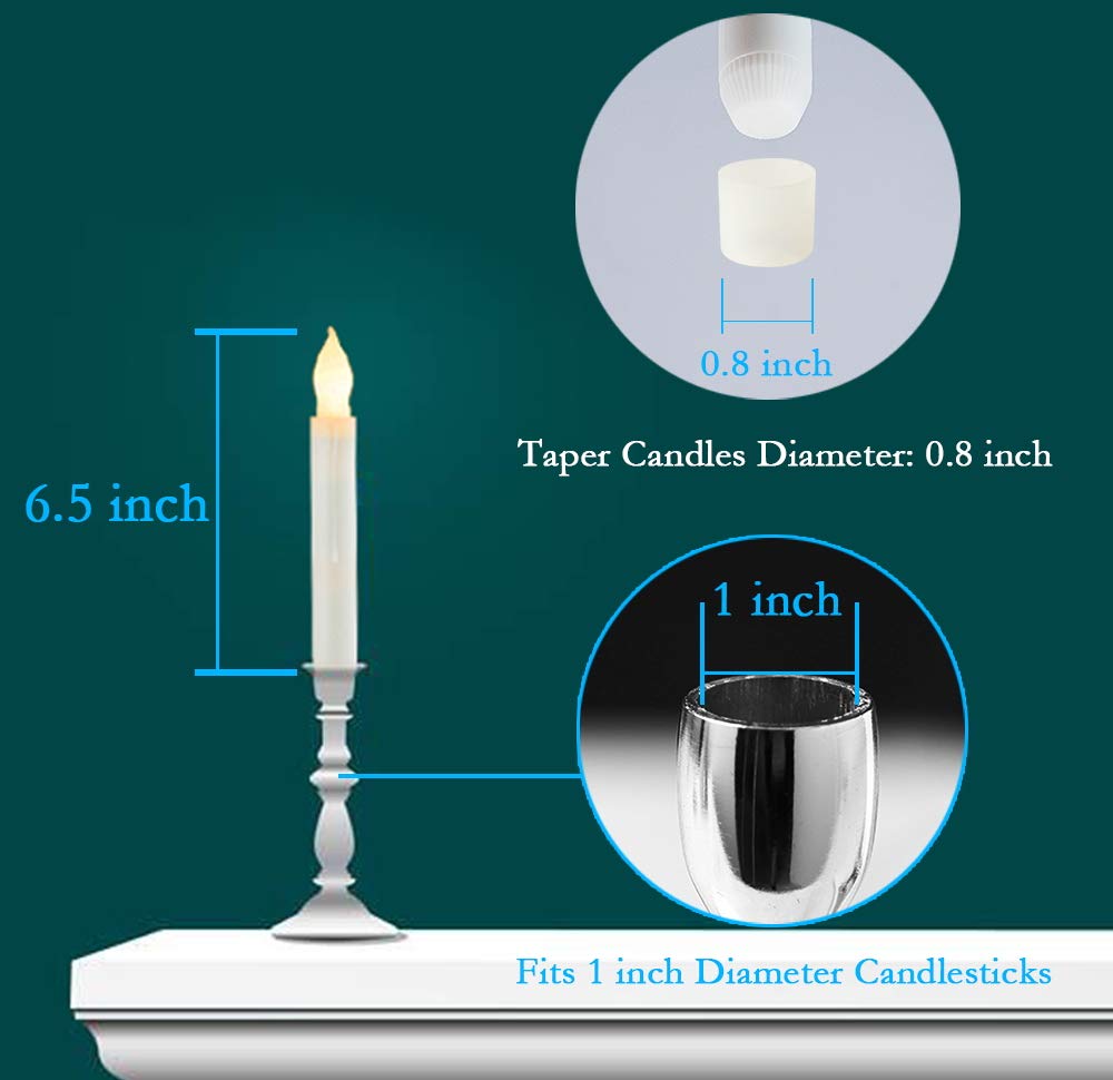 Homemory LED Batteries Operated Taper Candles with Remote, Flickering Light Flameless Taper Window Candle, Set of 12 Warm Yellow Fake Candles for Halloween, Church, Party