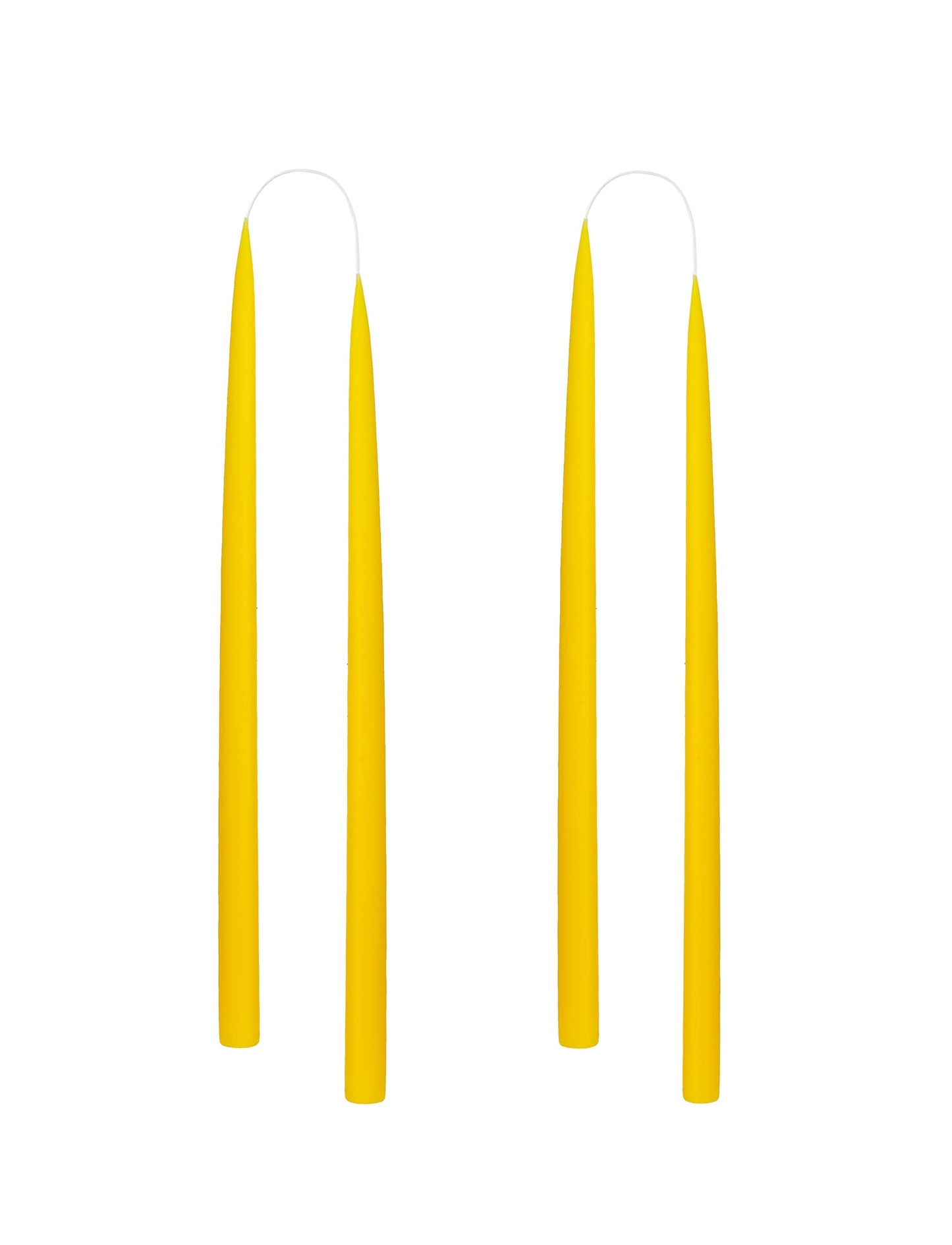 Kunstindustrien® Taper Candles – Set of 4, 13.8" – Made in Denmark, Long Burning Candles 15h, Unscented & Smokeless Candlesticks – Elegant Tall Candles for Weddings Dinners & Home Decor (Lemon Yellow)