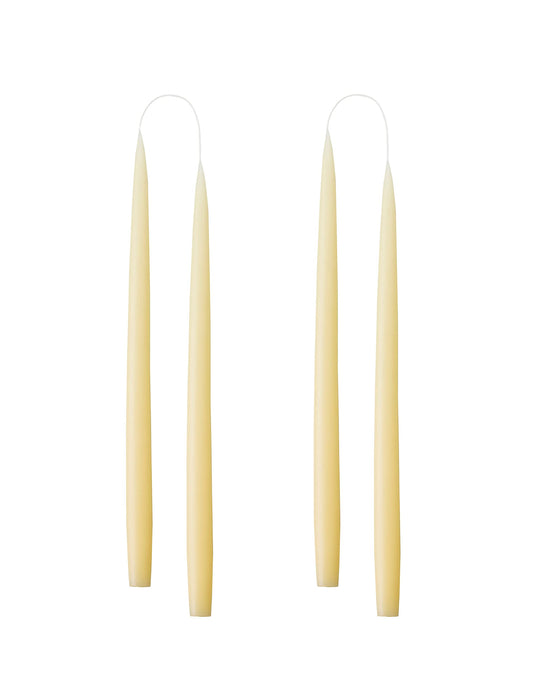 Kunstindustrien® Ivory Taper Candles – Set of 4, 13.8" – Made in Denmark, Long Burning Candles 15h, Unscented & Smokeless Candlesticks – Elegant Tall Candles for Weddings, Dinners & Home Decor (Ivory)