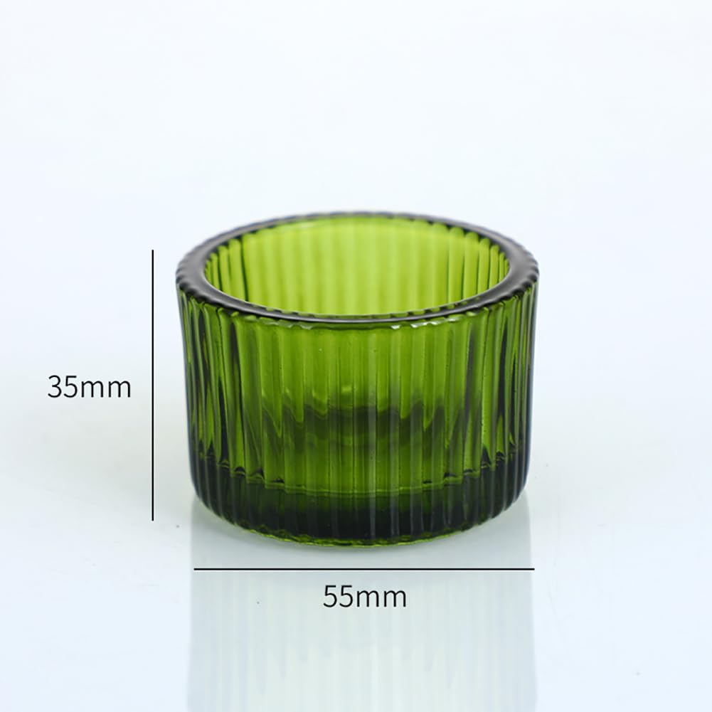 UUYYEO 2 Pcs Glass Tealight Candle Holder Clear Tea Light Candle Cups Votive Candles Holders Containers Floating Candles Holders Dining Table Candle Holder Wedding Table Centerpieces Green