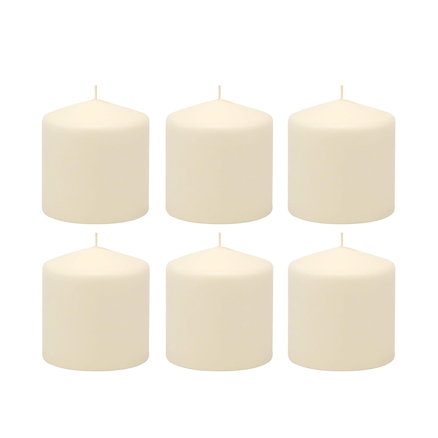 Stonebriar Unscented Pillar Candles – 18 Hour Burn Time, Long-Lasting Wax Candles for Weddings, Holidays, Home Décor & Special Events, Pack of 6, Ivory, 3" x 3"