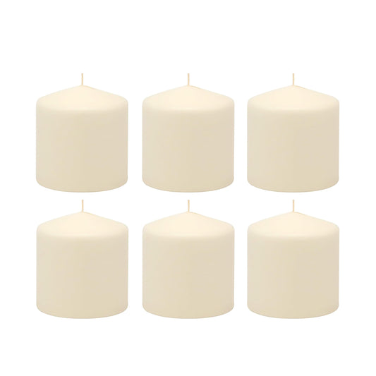 Stonebriar Unscented Pillar Candles – 18 Hour Burn Time, Long-Lasting Wax Candles for Weddings, Holidays, Home Décor & Special Events, Pack of 6, Ivory, 3" x 3"
