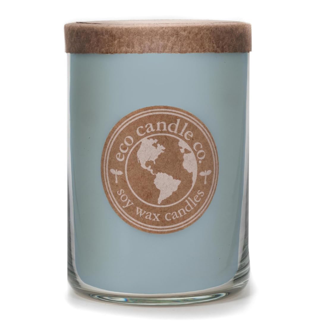 ECO CANDLE CO. Recycled Candle, Cedar & Sandalwood, 26 oz. Double Wick - Scents of Fresh Ozone, Lily, Cedar & Sandalwood- 100% Soy Wax, No Lead. Hand Poured, Midwest Grown Soybeans