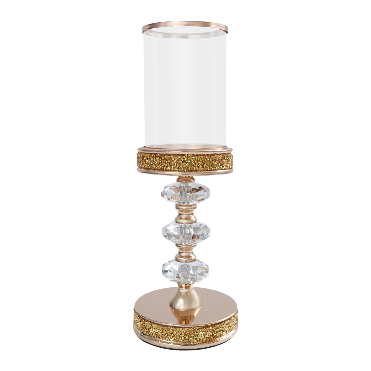 Candle Holder, Crystal Candlesticks Holder Set, Tabletop Pillar Candle Holders for Wedding, Parties, Events, Chirstmas, Home Decor, Table Centerpieces (Gold 02, L)
