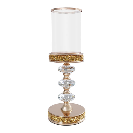 Candle Holder, Crystal Candlesticks Holder Set, Tabletop Pillar Candle Holders for Wedding, Parties, Events, Chirstmas, Home Decor, Table Centerpieces (Gold 02, L)