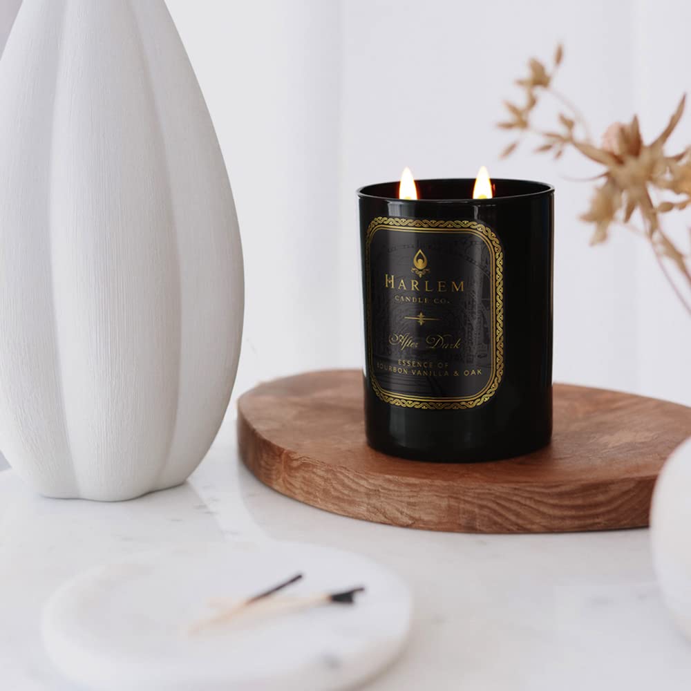 HARLEM CANDLE CO. After Dark - Luxury Scented Soy Candle, 11 oz - 80-Hour Burn Time | Bergamot, Saffron, Bourbon Vanilla, Oak | Scented Candles for Home