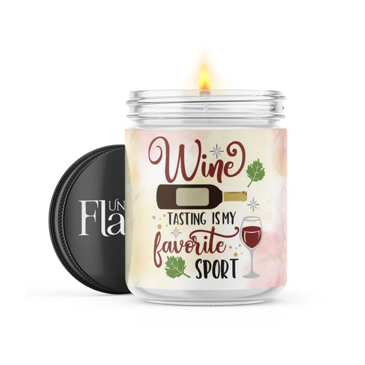 Uncommon Flame Scented Candles | Wine Tasting | Sea Salt & Peony Home Scented | Handmade, 120hr Burn Time, 100% Soy Wax | 16oz Flint Jar Candles