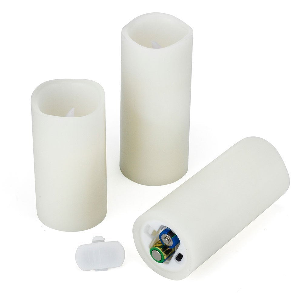 Hanzim Flameless Flickering Battery Operated Candles D2.2''*H4 5" 6" 7" 8" 9" Set of 9 Ivory Real Wax Pillar LED Candles with 10-Key Remote and Cycling 24 Hours Timer (Ivory)
