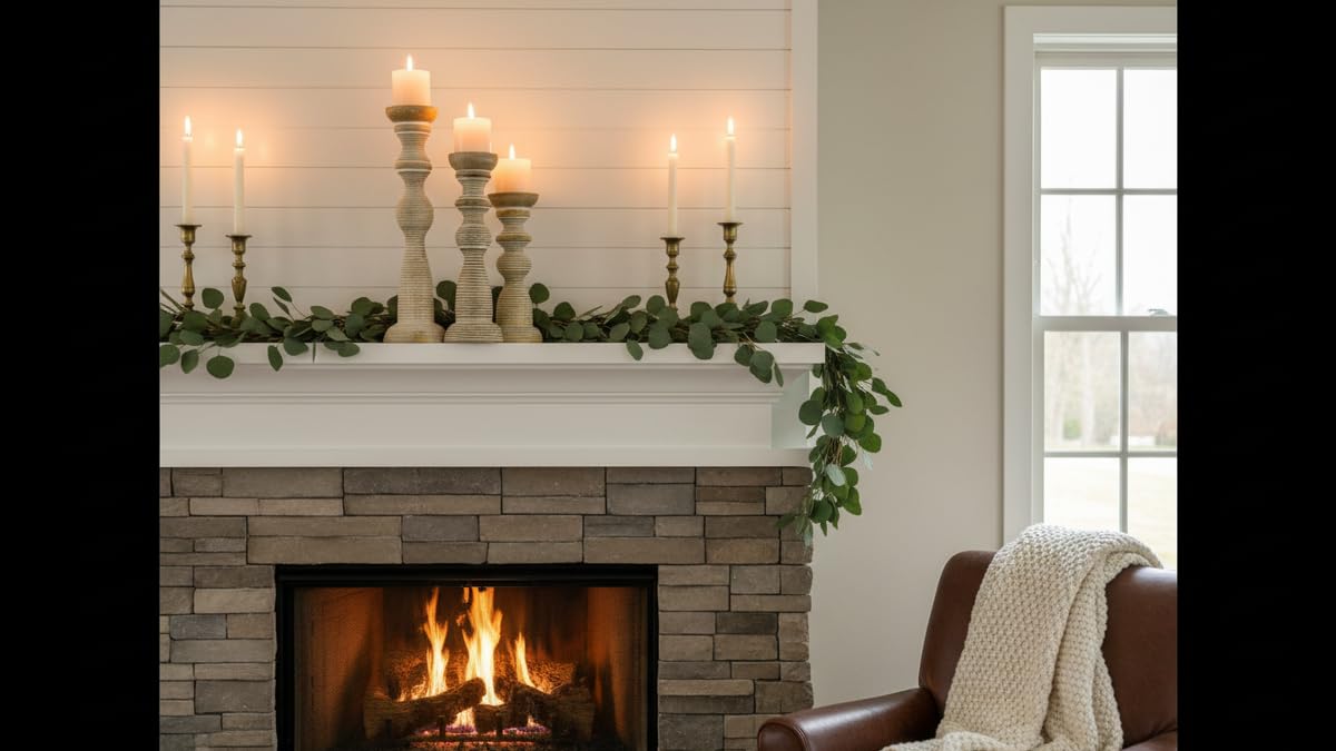 White Washed Hand Carved Wooden Pillar Candle Holders - Set of 3 | Chennai Decorative Style | Crafted from Mango Wood | Rustic Table Centerpiece Decor | Sized 18", 15" and 12"