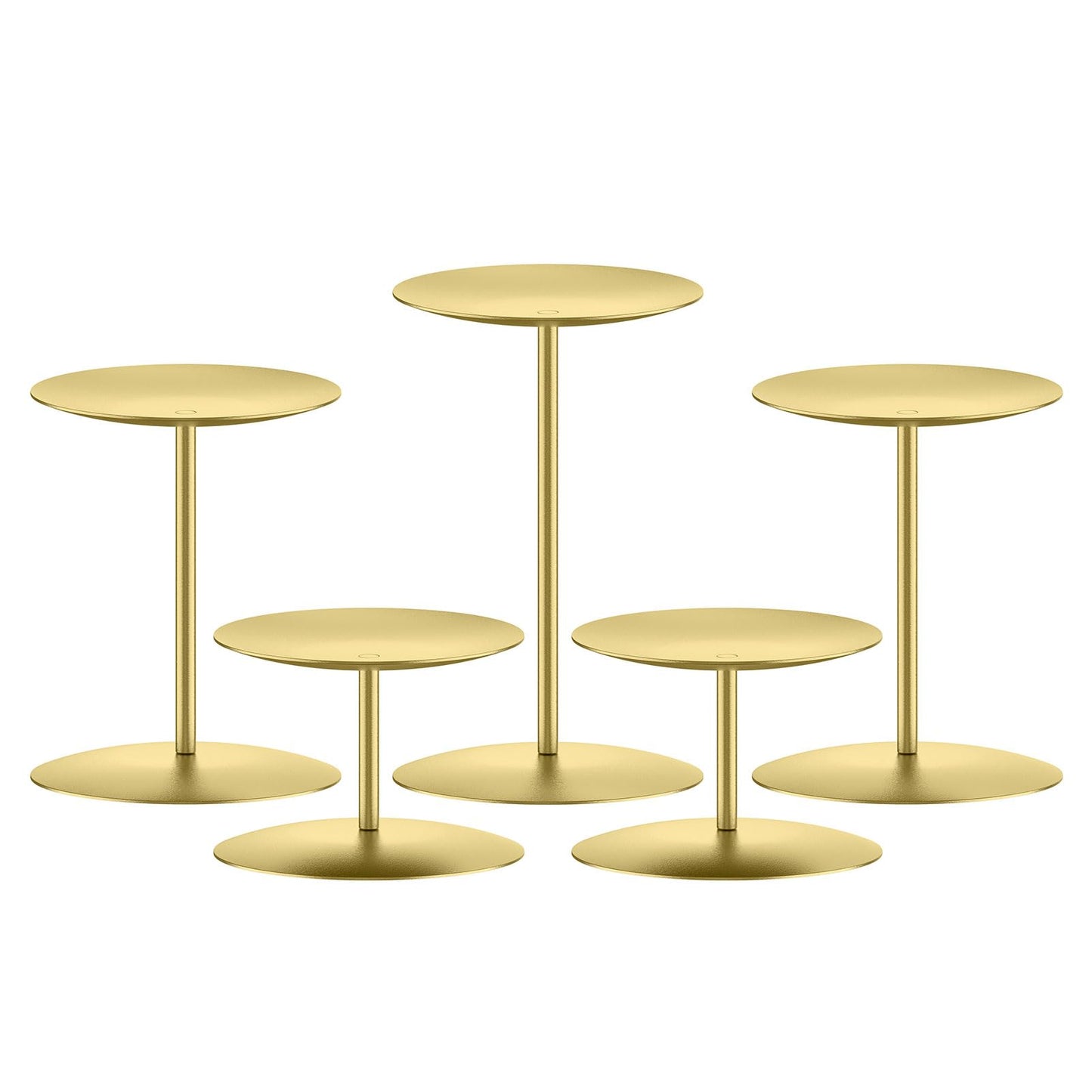 smtyle Gold Candle Holder for Pillar Candles Set of 5 Plate Centerpiece for Table or Floor with Iron