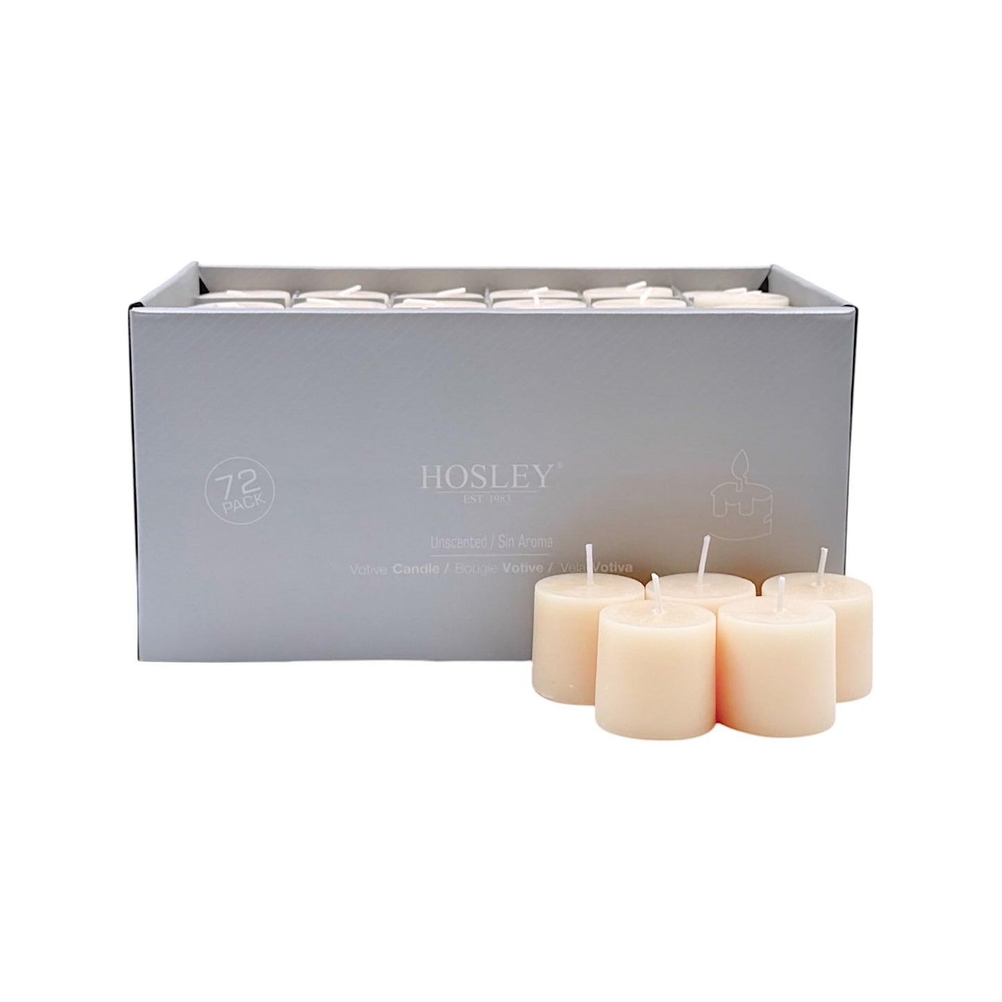 Hosley Set of 72 Unscented Ivory Votive Candles – Bulk Pack, Clean-Burning, Long-Lasting 10-12 Hour Burn Time – Ideal for Weddings, Home Décor, Spa, and Events