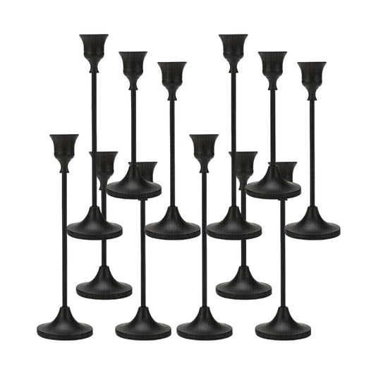 4 Sets(12 Pcs) Candle Stick Holders，Black Metal Taper Candle Holders, Vintage Modern Decorative Centerpiece Candlestick Holders for Table Mantel Wedding Housewarming Gift