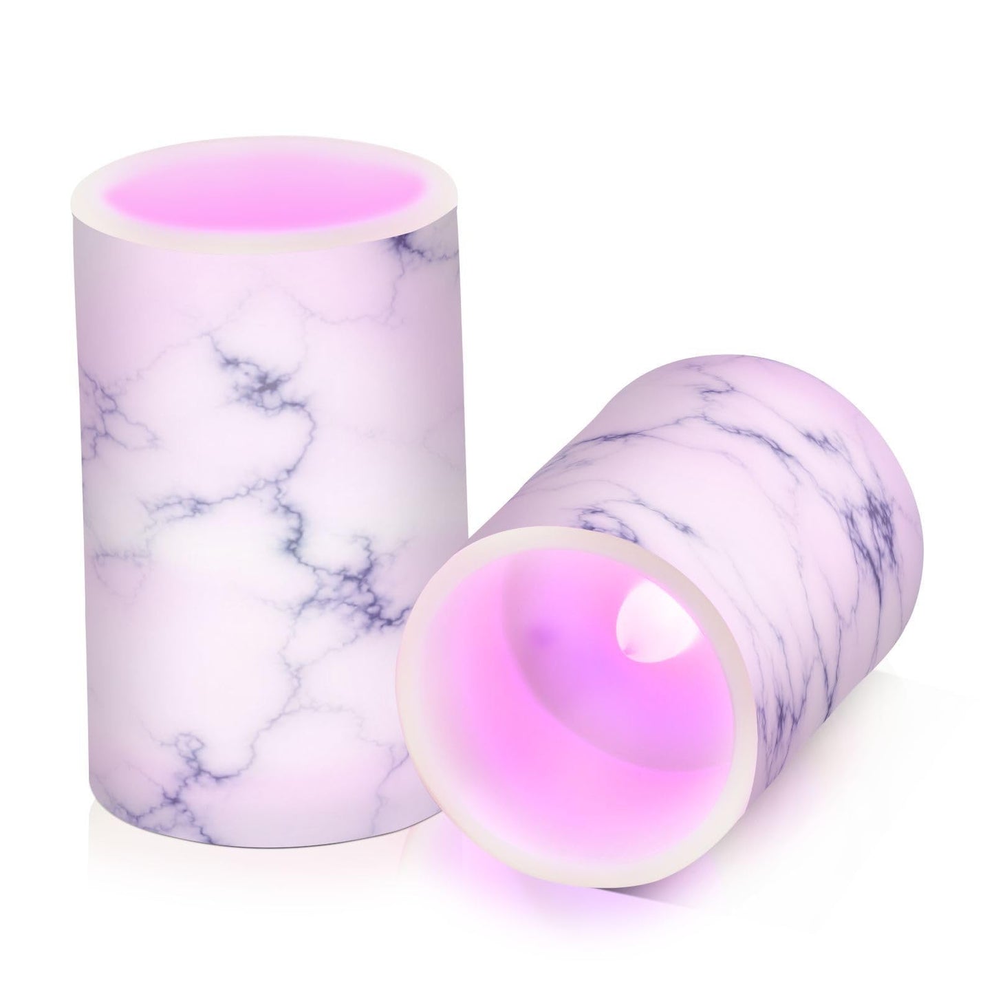 KGLDSNM Navy Marble Pattern LED Flameless Flickering Candle with Remote Timer Battery Operated for Indoor Outdoor Party Holiday Home Decor 2 Pack