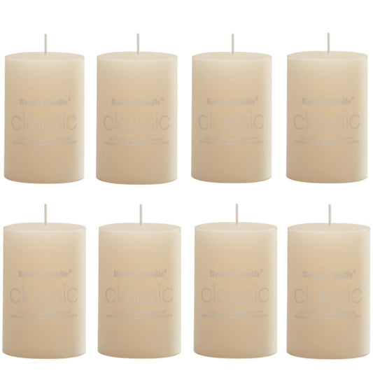 8 Pack 2x2Inch Hand Poured White Dripless Pillar Candles, Ivory， Soy Jasmine Scented Candles, Non-Toxic, Smokeless, Long Burning, for Home Decor, Dining Table, Party, Romantic Mood Lighting