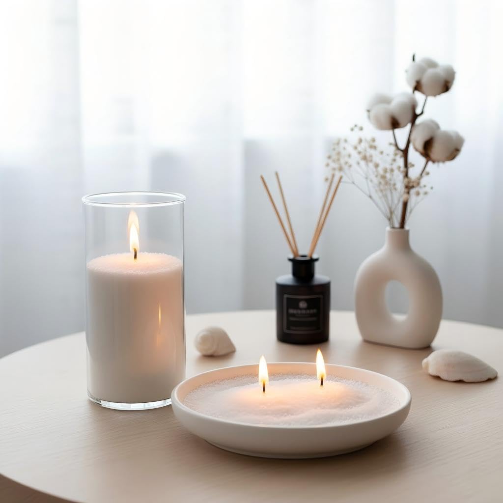 Monivi Scented Candle Sand with Wicks 1.1lb White Pearled Candle Beads Sand Candles with Wicks for Mothers Day Gift 85 Burn Hours Refillable Candle Wax for DIY Candle Making(Scented Vanilla)
