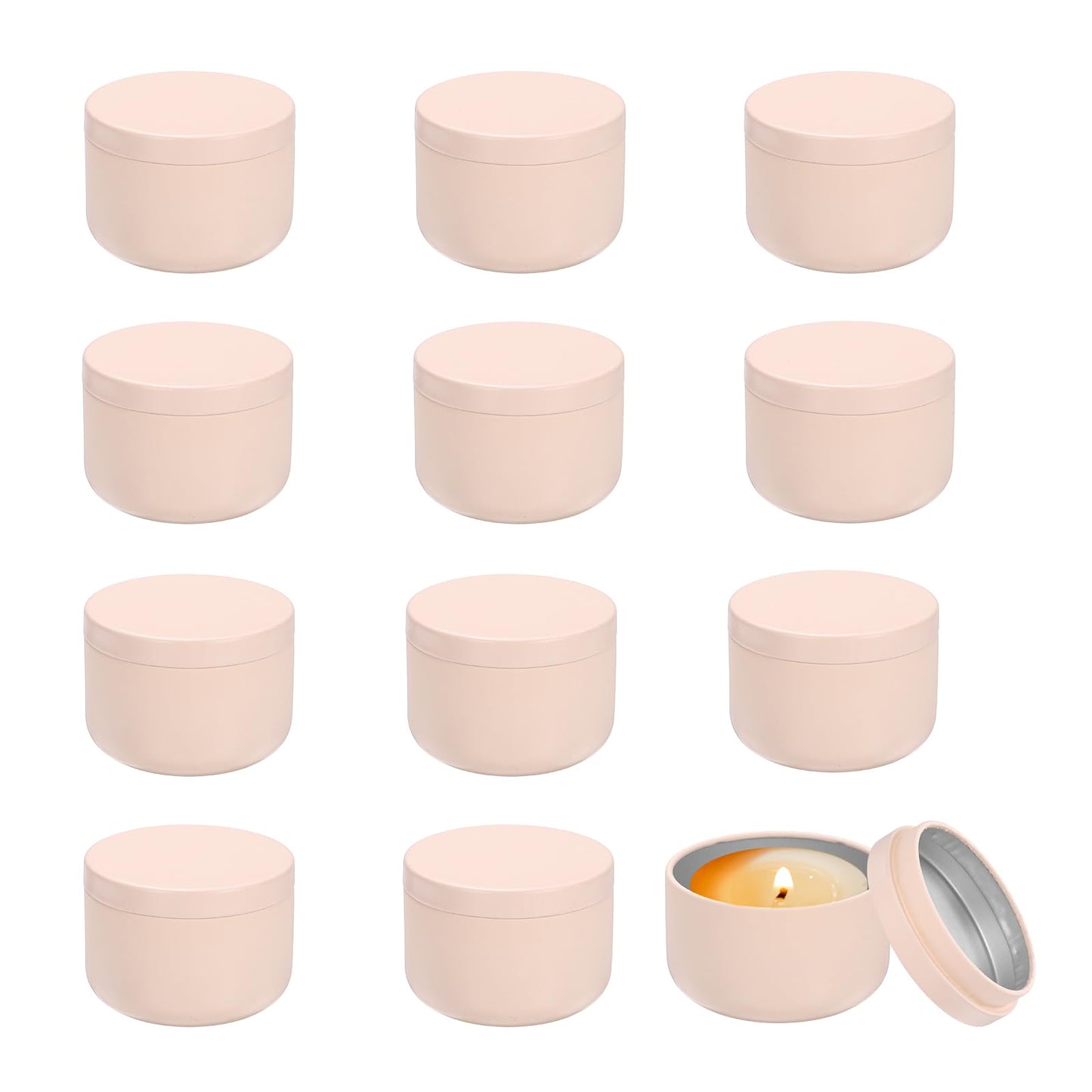 MECCANIXITY 3oz Candle Tins, 12pcs Metal Candle Tins Jars with Lids Round Empty Tin Can Containers Bulk for Storage Tea and Making DIY Arts Crafts Christmas Gifts, Pink