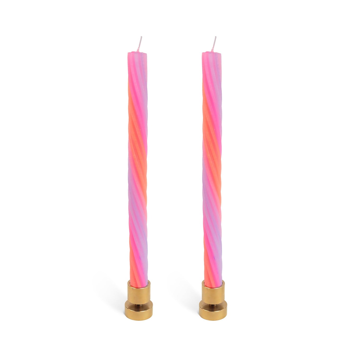Rope Candles (2 Pack) - Joyful Spiral Design Taper Candlesticks | Bright Colors | 7/8” diam x 11” Length | Designed by Lex Pott | Made in USA (Orange)