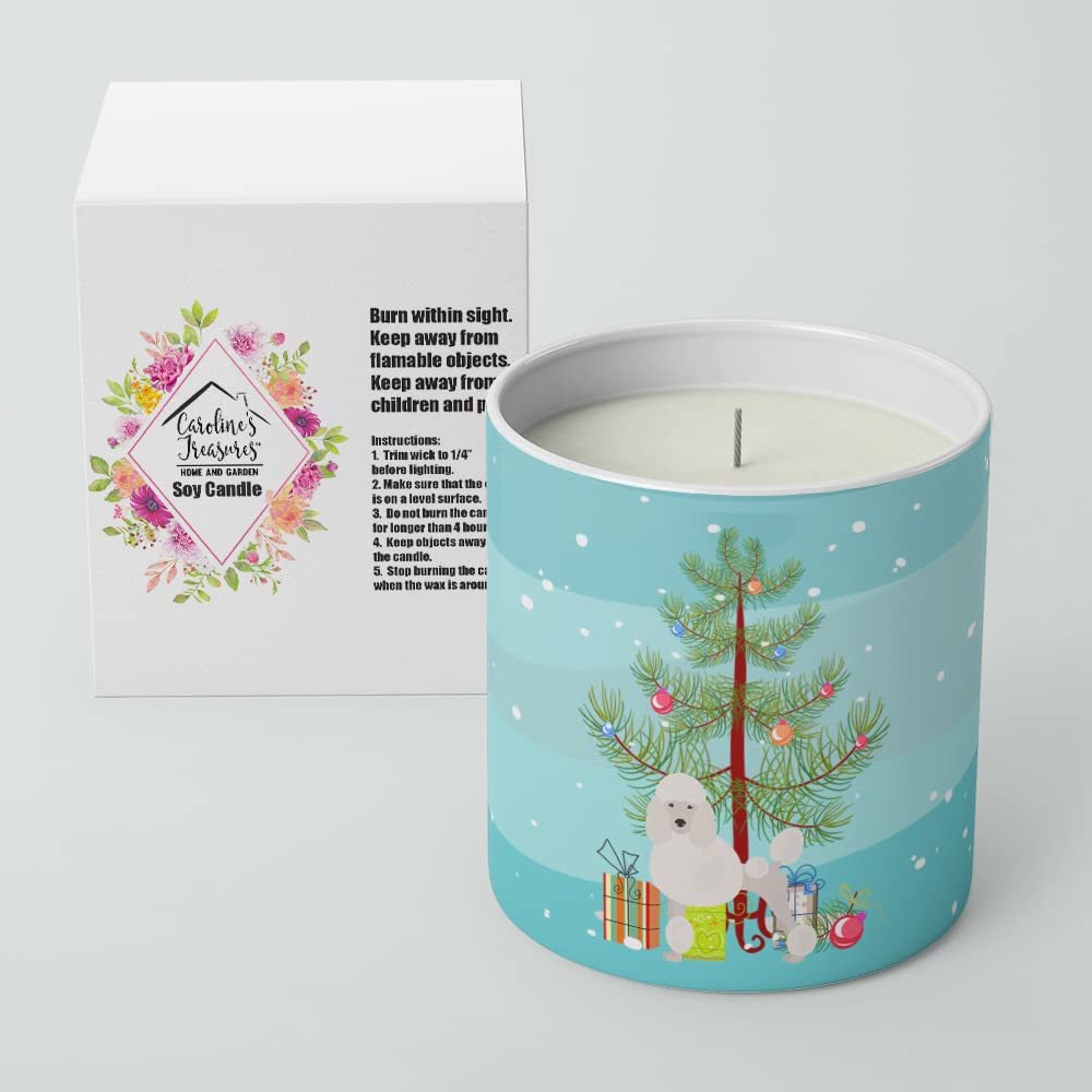 Caroline's Treasures CK3478CDL Miniature Poodle Christmas Tree 10 oz Decorative Soy Candle Nature Soy Wax Essential Oil Home Decor Ideal for Bedroom Kitchen Bath Office Gift, 10 oz
