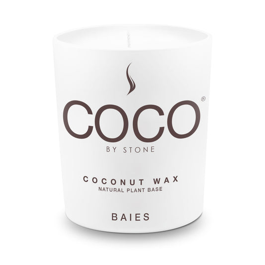 COCO by Stone 11oz Candle, Coconut Apricot Wax Candle for Home (Baies) Home Fragrance Products, 1 Wick Candle, Enhance Indoor Aroma, Vegan & Cruelty-Free, Clean Burning and Hand Poured Candle