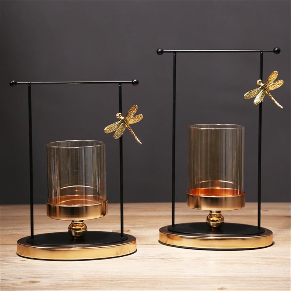 Candlestick Holders Luxury Glass Candlestick Living Room Dining Table Home Decoration Metal Candle Holder Candle Holders(Small)