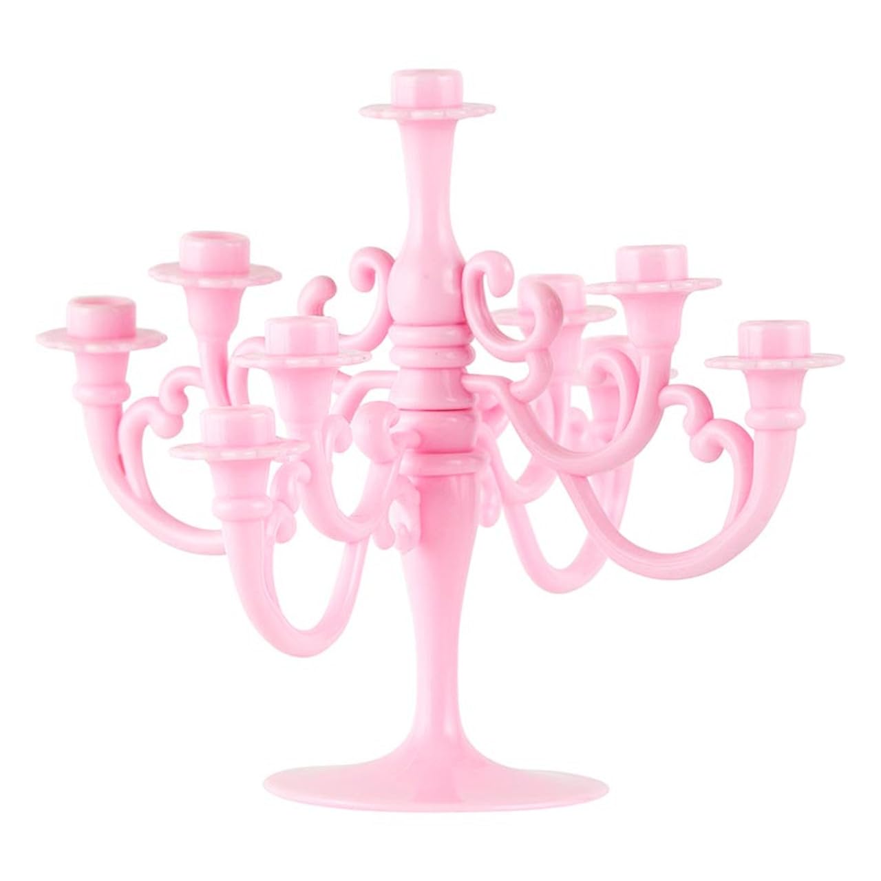 Slant Party Supplies - Birthday Candle Holder Candelabra Cake Topper, 5.5" H, Pink