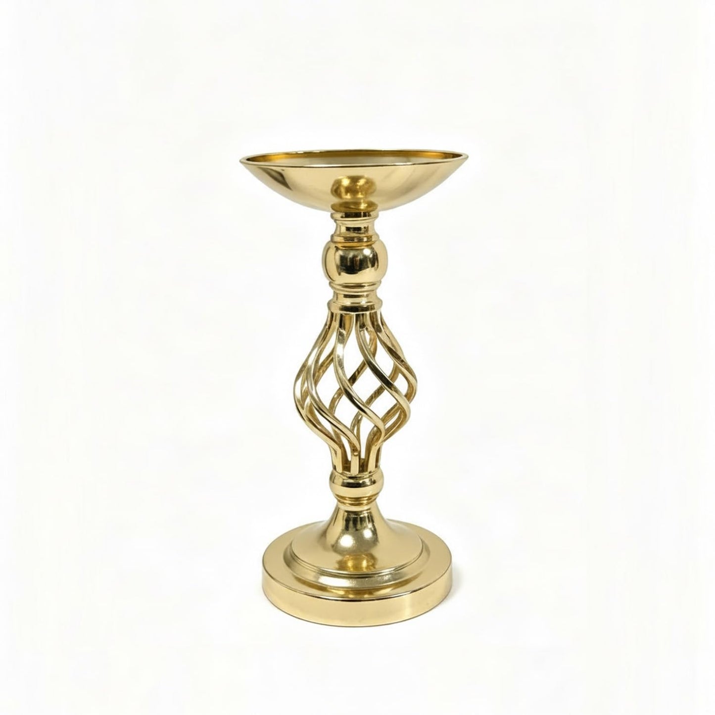 Iron Candlestick Holder, Twisted Metal Design with Gold Finish for Table Centerpieces and Home Decor (1 PC)