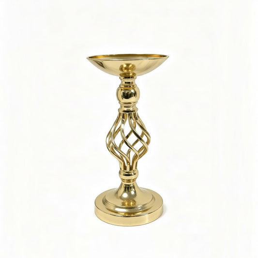 Iron Candlestick Holder, Twisted Metal Design with Gold Finish for Table Centerpieces and Home Decor (1 PC)