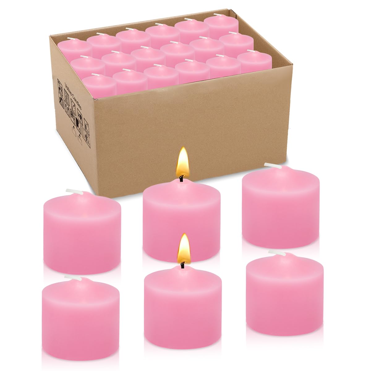 10 Hour Pink Votive Candles for Weddings Party Spa and Emergency, Set of 36 Unscented Bulk Candles for Restaurants and Home Decoration
