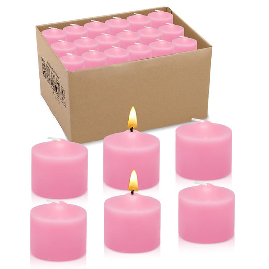 10 Hour Pink Votive Candles for Weddings Party Spa and Emergency, Set of 36 Unscented Bulk Candles for Restaurants and Home Decoration
